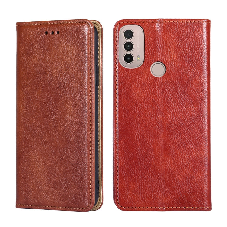 For Motorola Moto E40 Gloss Oil Solid Color Magnetic Leather Phone Case
