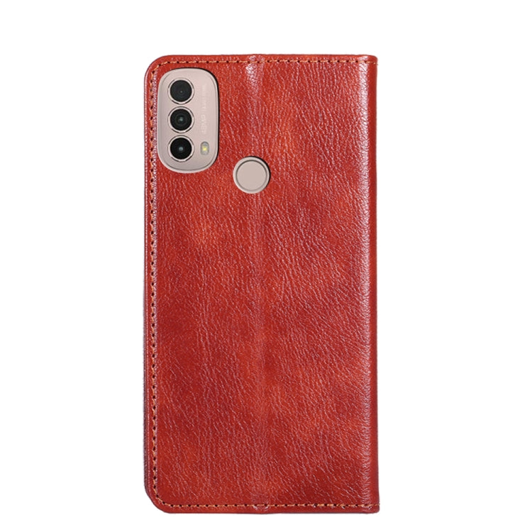 For Motorola Moto E40 Gloss Oil Solid Color Magnetic Leather Phone Case