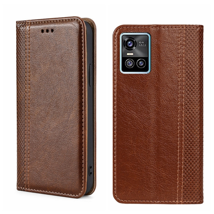 For vivo S10/S10 Pro Grid Texture Magnetic Flip Leather Phone Case