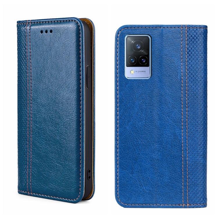 For vivo V21 4G/5G Grid Texture Magnetic Flip Leather Phone Case
