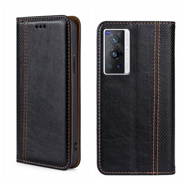 For vivo X70 Pro Grid Texture Magnetic Flip Leather Phone Case