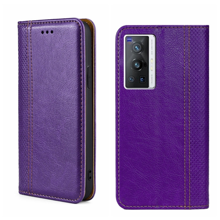 For vivo X70 Pro Grid Texture Magnetic Flip Leather Phone Case