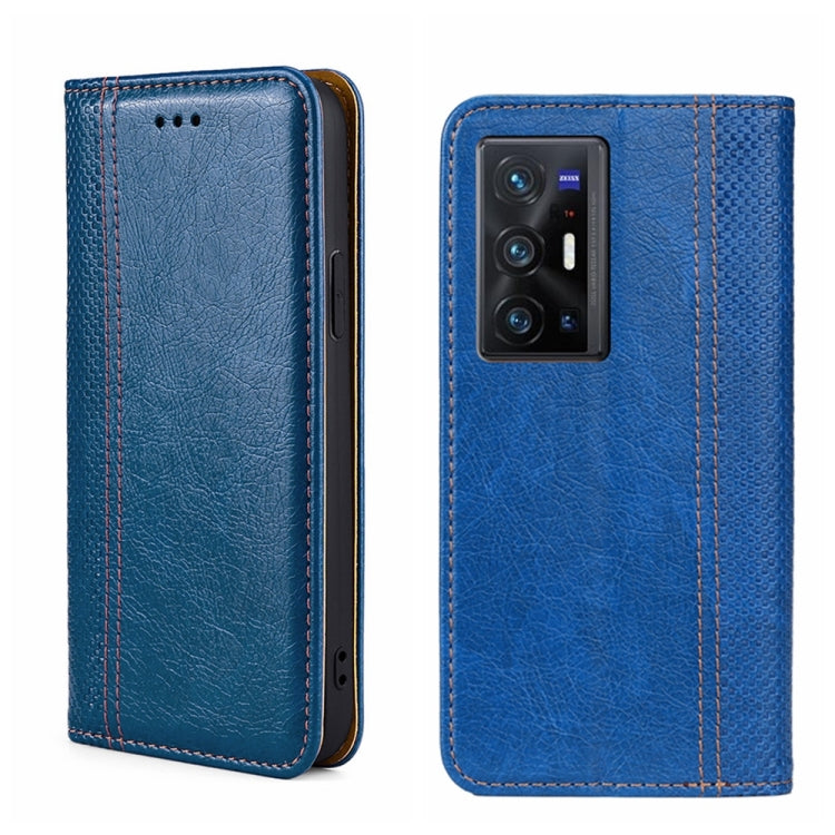 For vivo X70 Pro+ Grid Texture Magnetic Flip Leather Phone Case