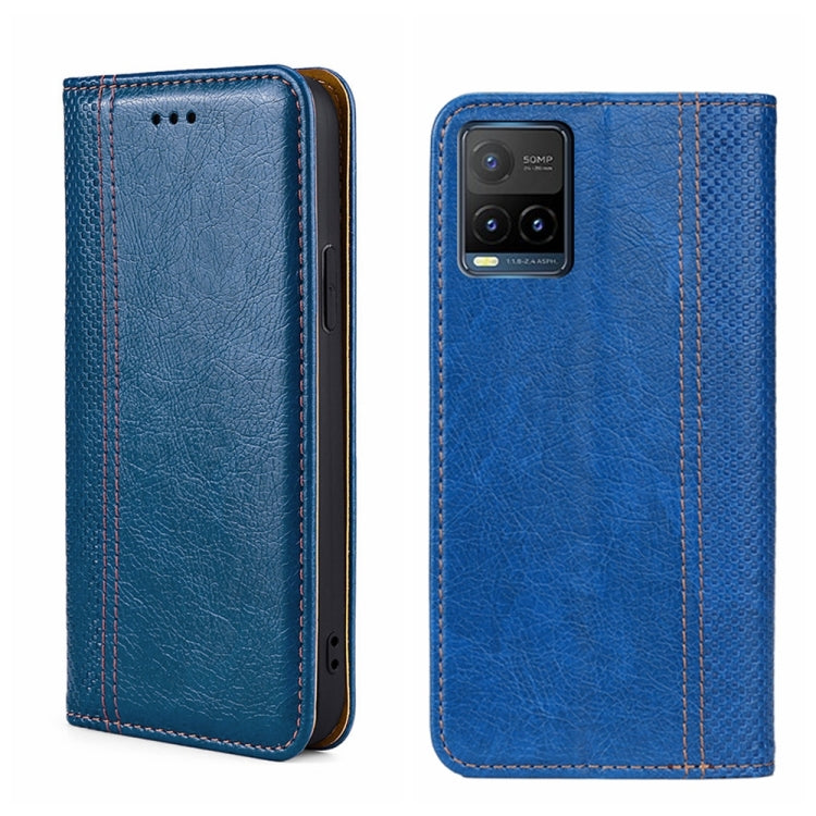 For vivo Y21/Y21s/Y33s Grid Texture Magnetic Flip Leather Phone Case