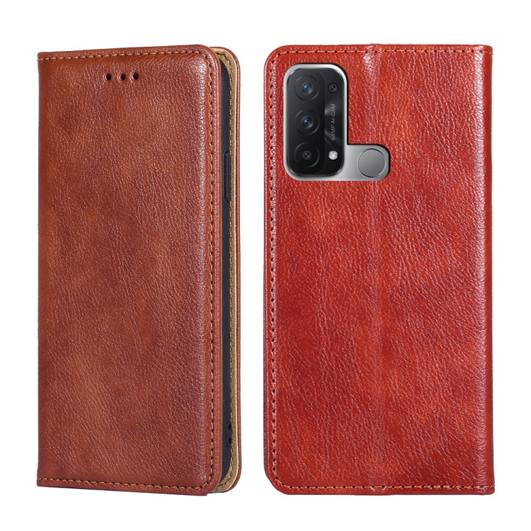 For OPPO Reno5 A Gloss Oil Solid Color Magnetic Leather Phone Case