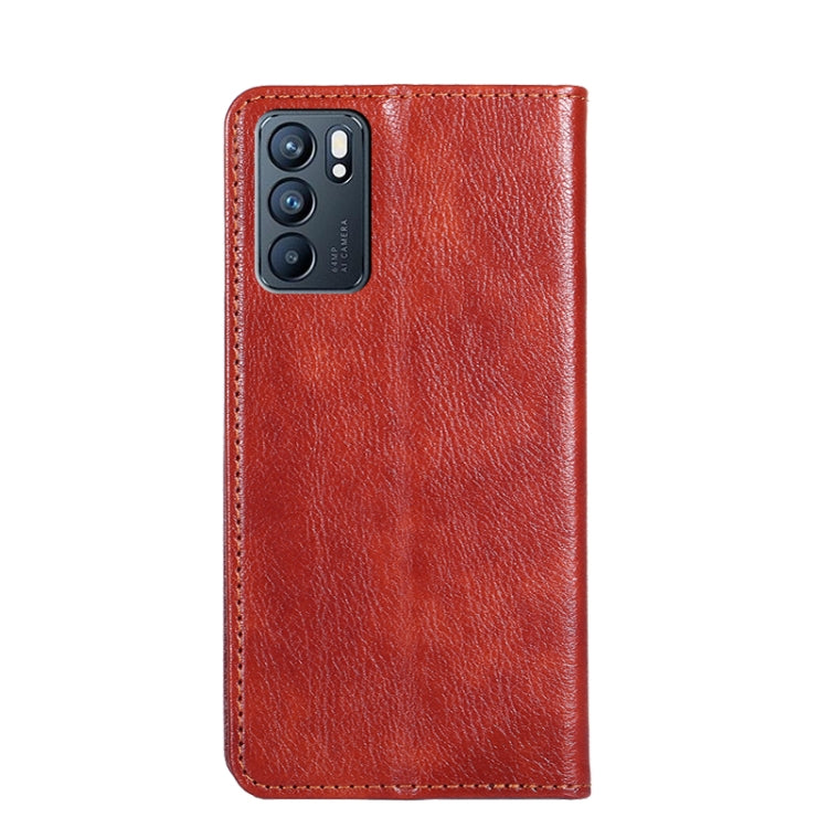 For OPPO Reno6 5G Gloss Oil Solid Color Magnetic Leather Phone Case