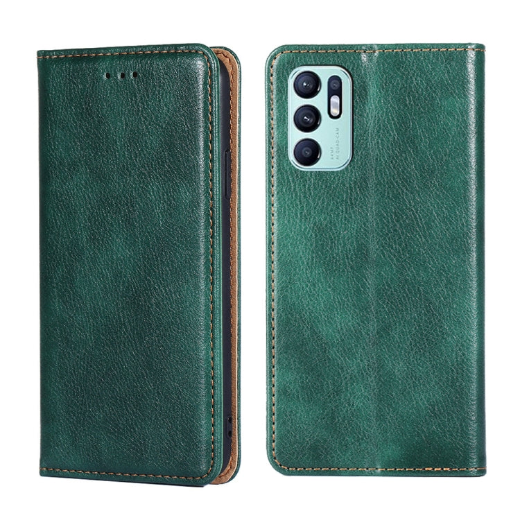 For OPPO Reno6 4G Gloss Oil Solid Color Magnetic Leather Phone Case