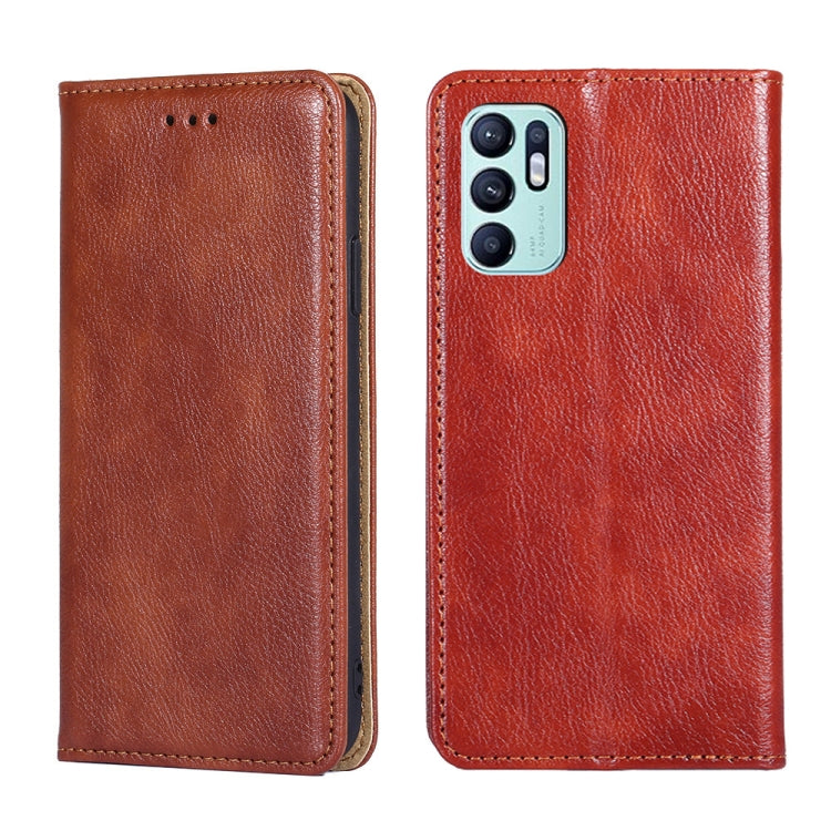 For OPPO Reno6 4G Gloss Oil Solid Color Magnetic Leather Phone Case