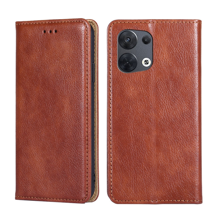 For OPPO Reno8 5G Gloss Oil Solid Color Magnetic Leather Phone Case