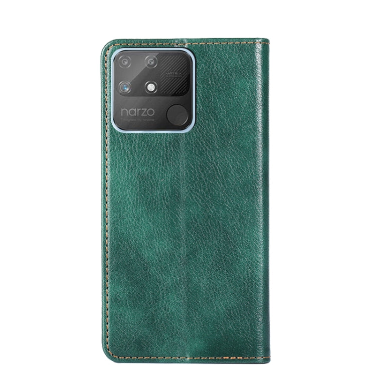 For OPPO Realme Narzo 50A Gloss Oil Solid Color Magnetic Leather Phone Case