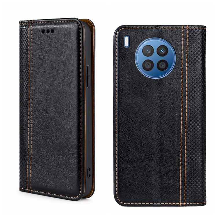 For Huawei nova 8i Grid Texture Magnetic Flip Leather Phone Case