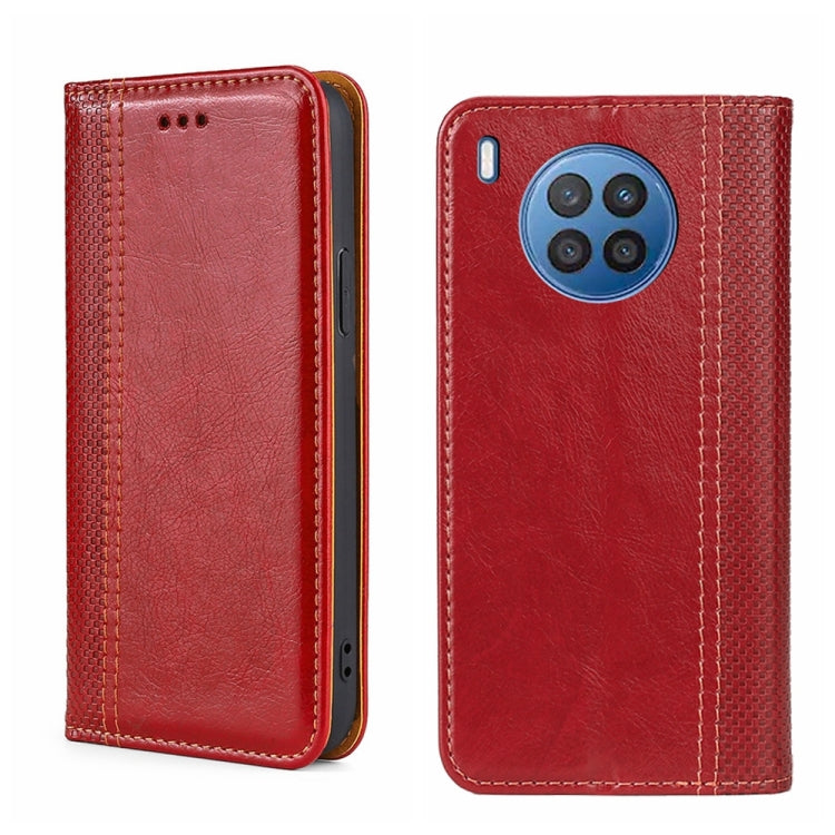 For Huawei nova 8i Grid Texture Magnetic Flip Leather Phone Case