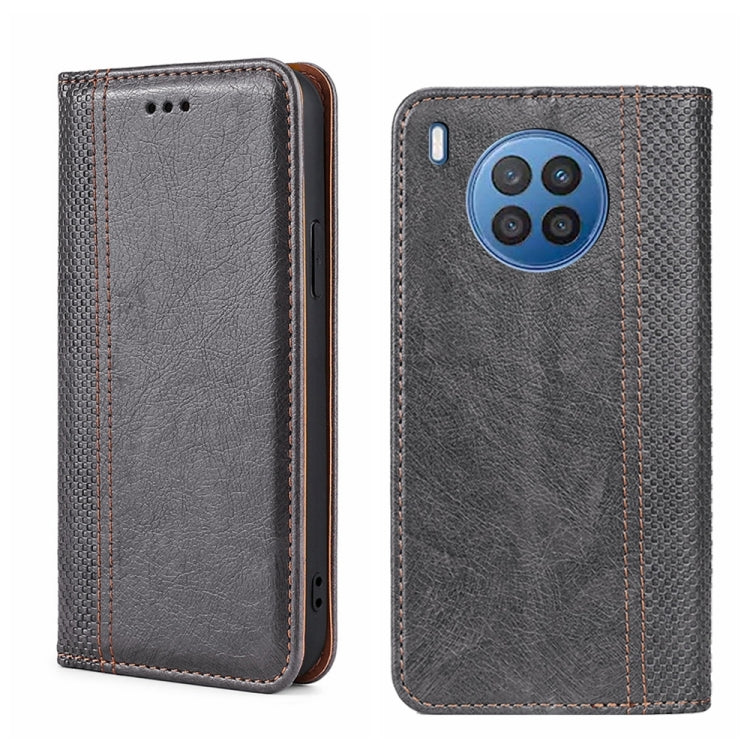 For Huawei nova 8i Grid Texture Magnetic Flip Leather Phone Case