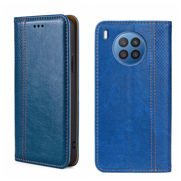 For Huawei nova 8i Grid Texture Magnetic Flip Leather Phone Case
