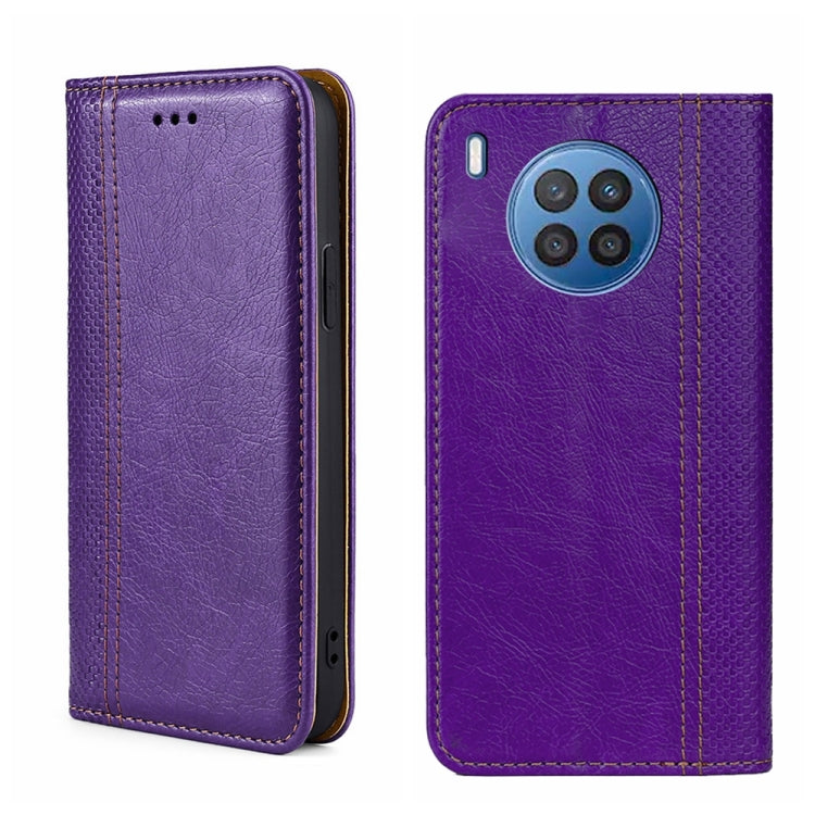 For Huawei nova 8i Grid Texture Magnetic Flip Leather Phone Case
