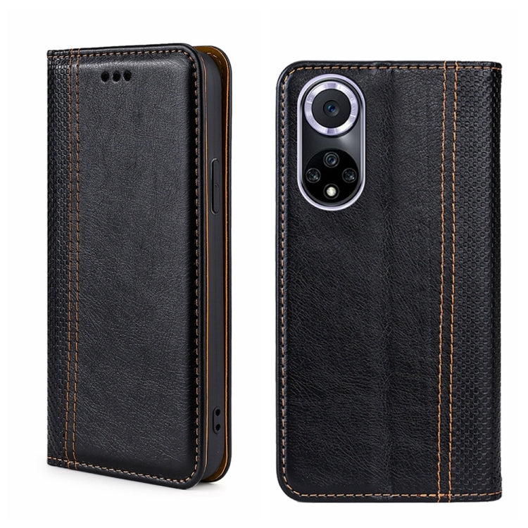 For Huawei nova 9 Grid Texture Magnetic Flip Leather Phone Case