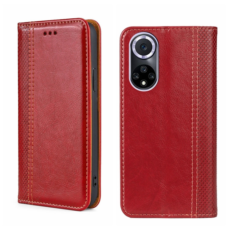 For Huawei nova 9 Grid Texture Magnetic Flip Leather Phone Case