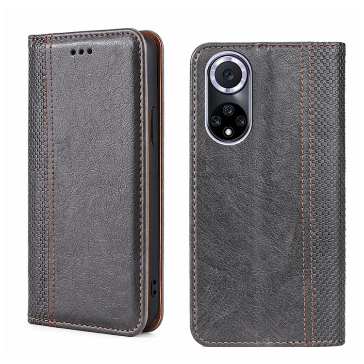 For Huawei nova 9 Grid Texture Magnetic Flip Leather Phone Case