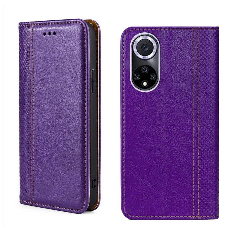 For Huawei nova 9 Grid Texture Magnetic Flip Leather Phone Case