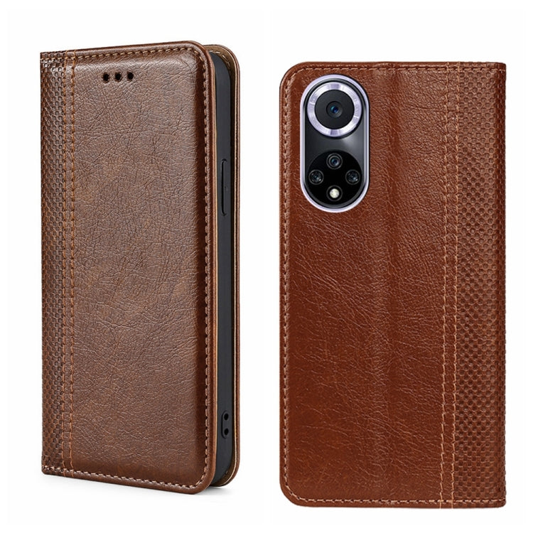 For Huawei nova 9 Grid Texture Magnetic Flip Leather Phone Case