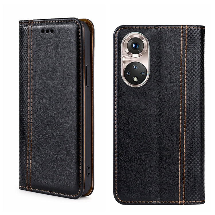 For Honor 50 Pro Grid Texture Magnetic Flip Leather Phone Case