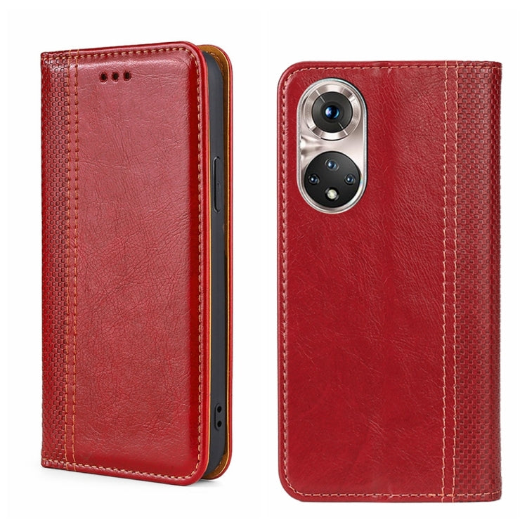 For Honor 50 Pro Grid Texture Magnetic Flip Leather Phone Case