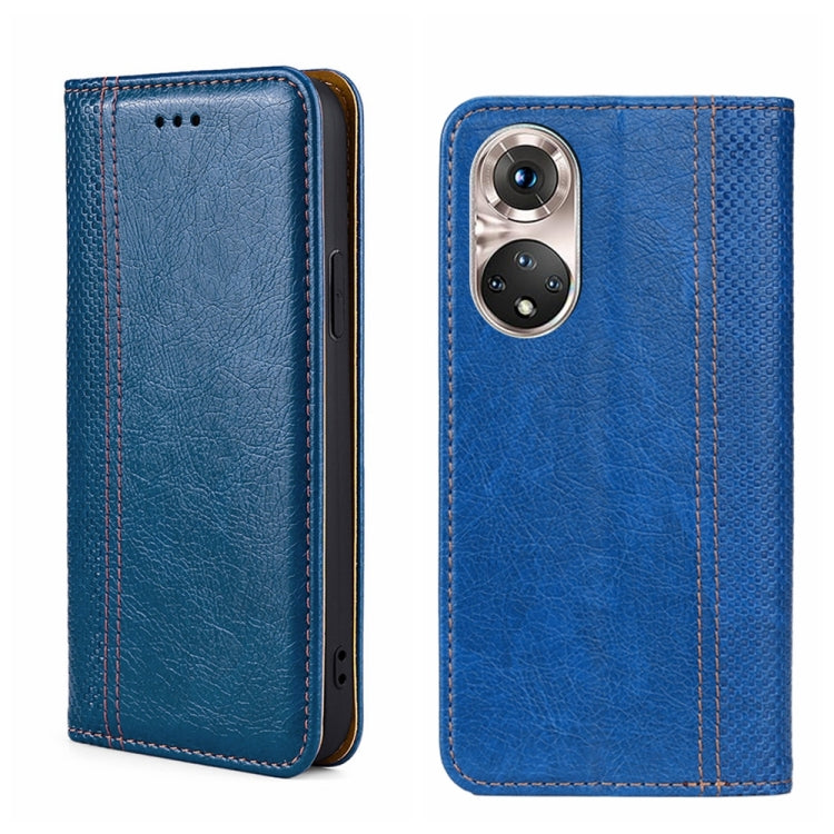 For Honor 50 Pro Grid Texture Magnetic Flip Leather Phone Case