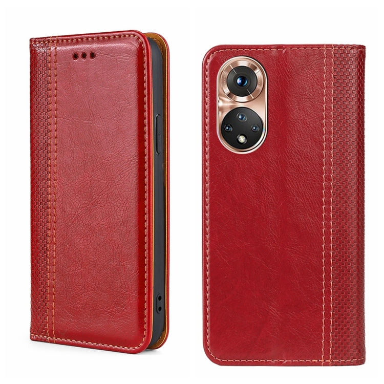 For Honor 50 Grid Texture Magnetic Flip Leather Phone Case