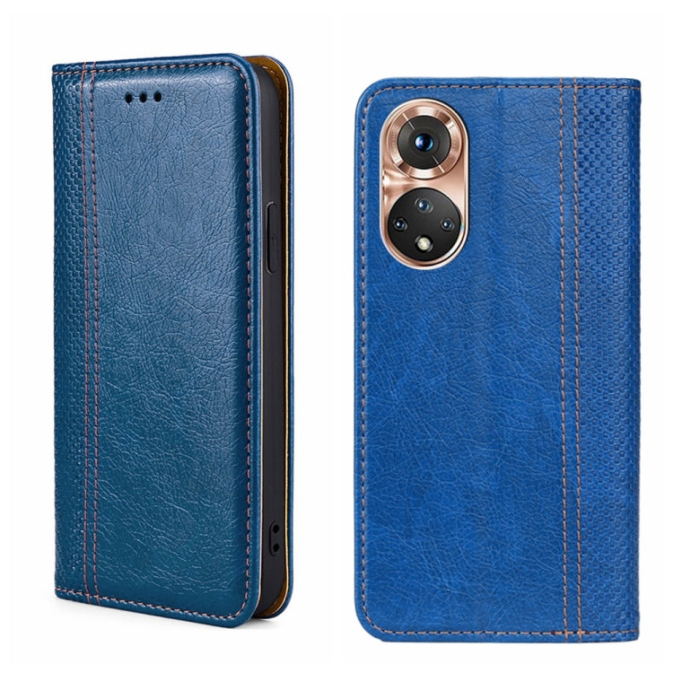 For Honor 50 Grid Texture Magnetic Flip Leather Phone Case