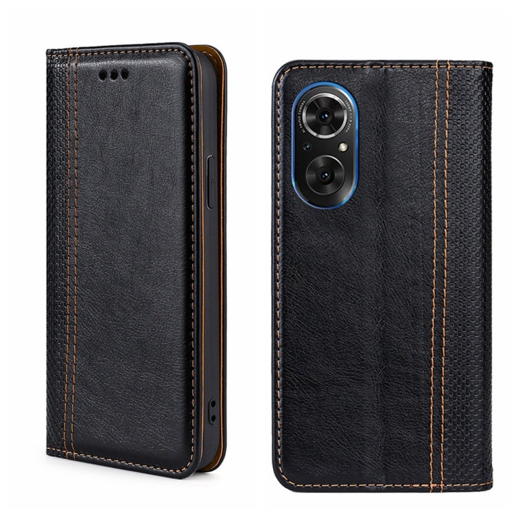 For Honor 50 SE Grid Texture Magnetic Flip Leather Phone Case