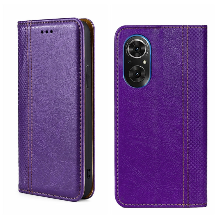 For Honor 50 SE Grid Texture Magnetic Flip Leather Phone Case