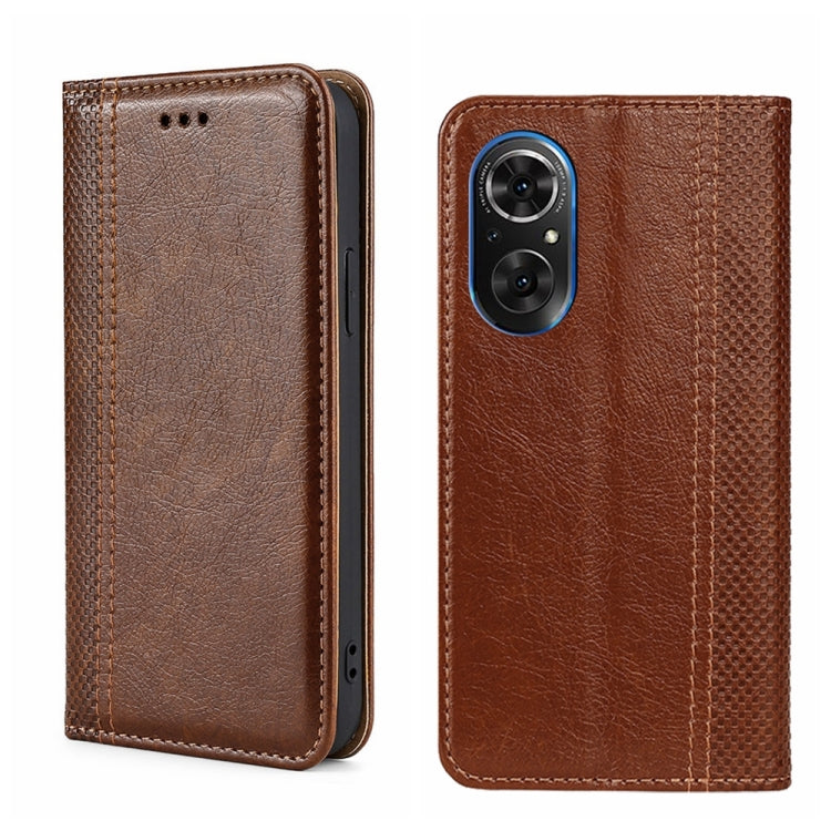 For Honor 50 SE Grid Texture Magnetic Flip Leather Phone Case