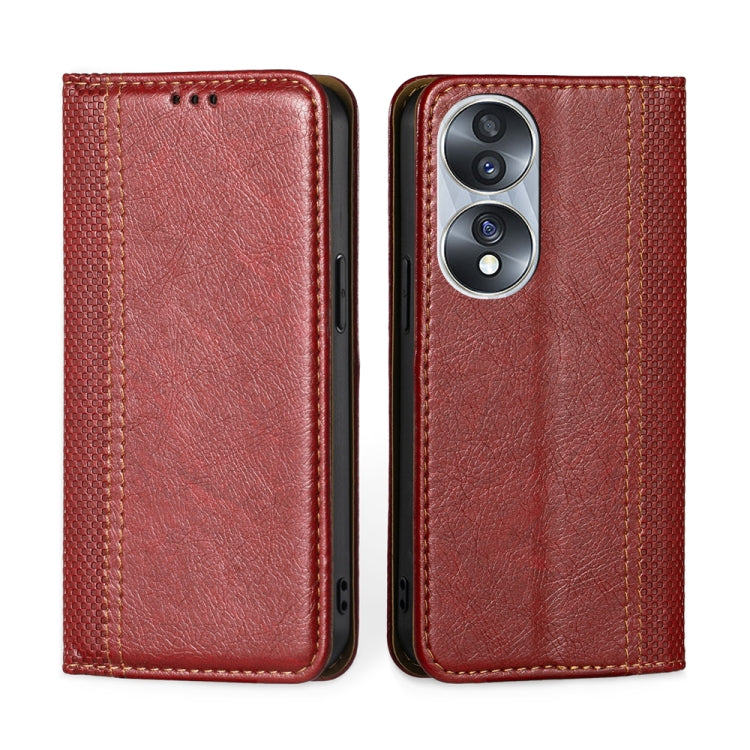 For Honor 70 Grid Texture Magnetic Flip Leather Phone Case