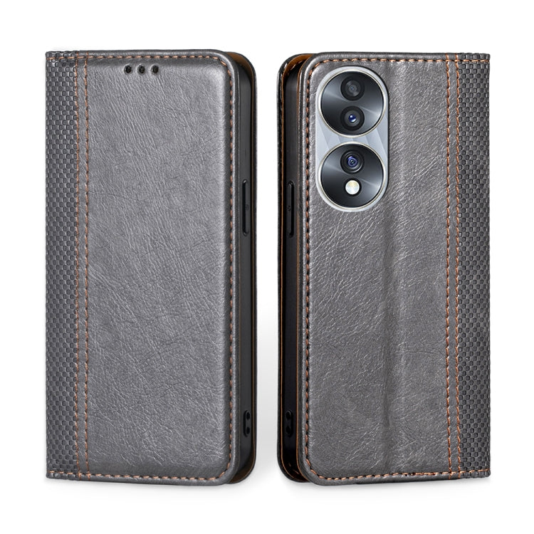 For Honor 70 Grid Texture Magnetic Flip Leather Phone Case