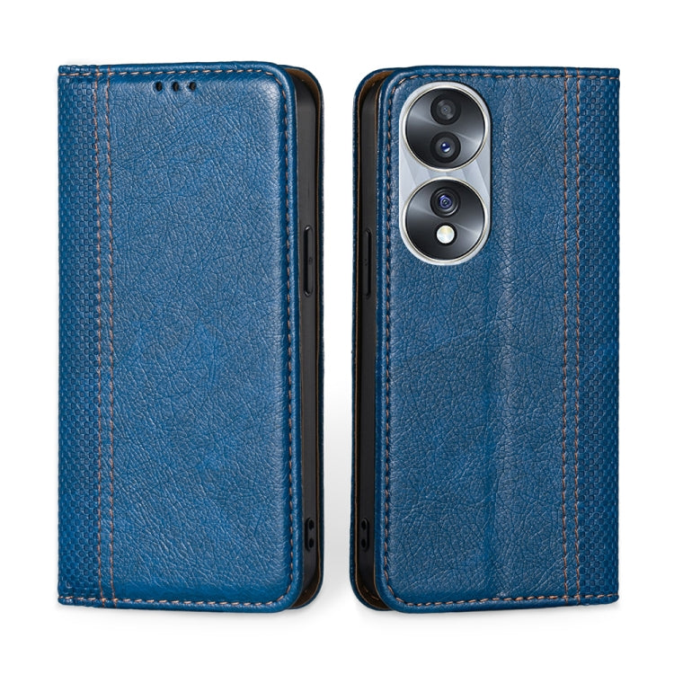 For Honor 70 Grid Texture Magnetic Flip Leather Phone Case