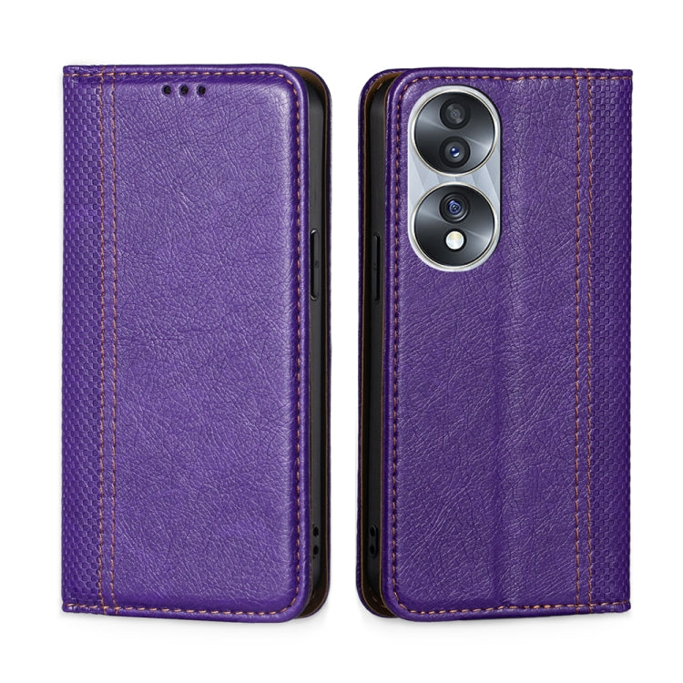 For Honor 70 Grid Texture Magnetic Flip Leather Phone Case