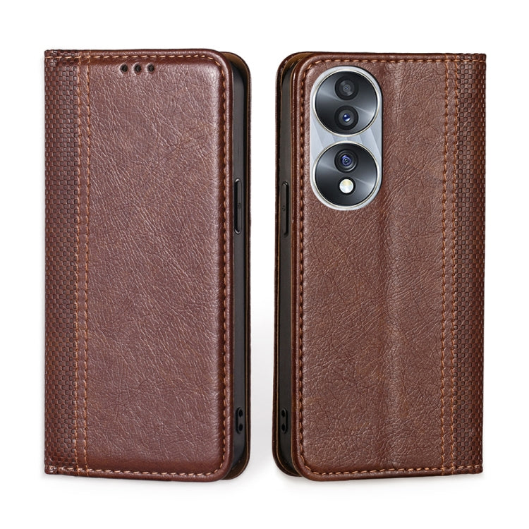 For Honor 70 Grid Texture Magnetic Flip Leather Phone Case