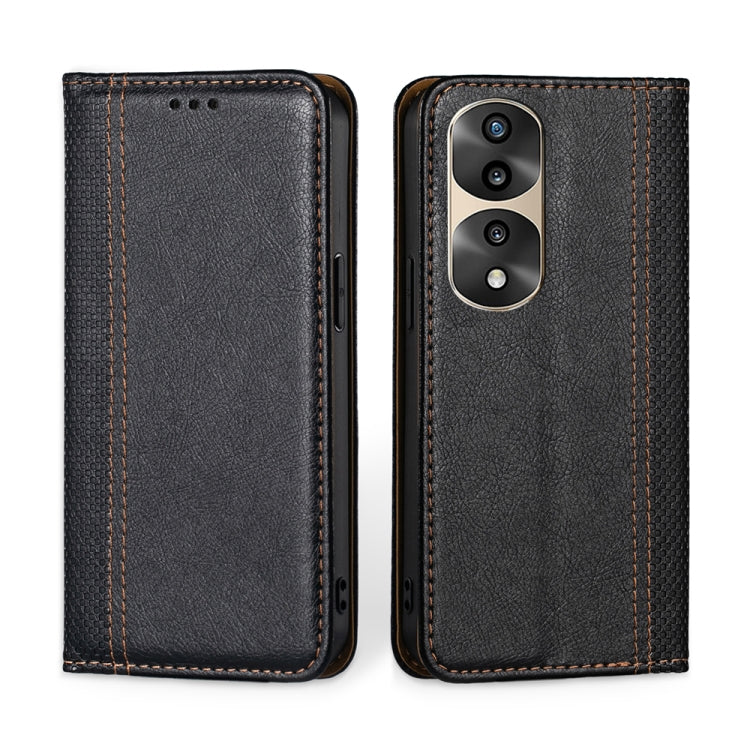 For Honor 70 Pro/70 Pro+ Grid Texture Magnetic Flip Leather Phone Case