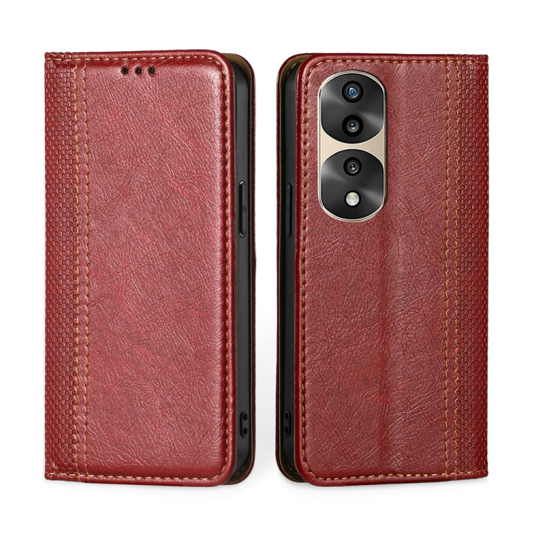 For Honor 70 Pro/70 Pro+ Grid Texture Magnetic Flip Leather Phone Case