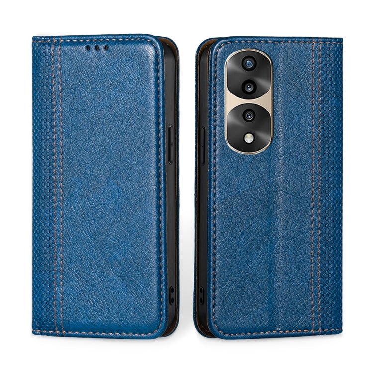 For Honor 70 Pro/70 Pro+ Grid Texture Magnetic Flip Leather Phone Case