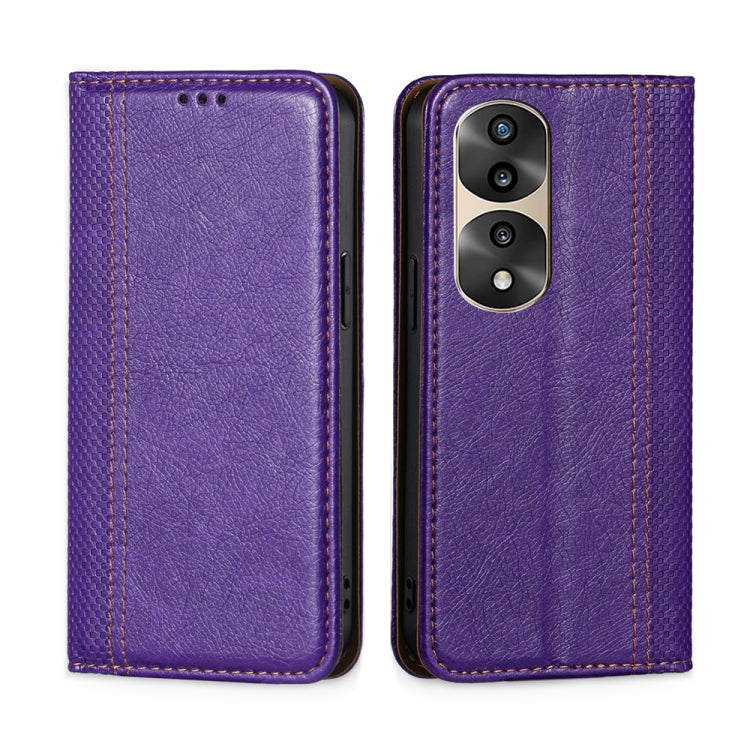 For Honor 70 Pro/70 Pro+ Grid Texture Magnetic Flip Leather Phone Case