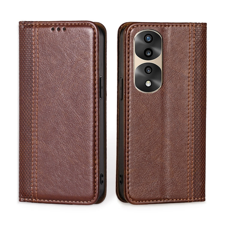 For Honor 70 Pro/70 Pro+ Grid Texture Magnetic Flip Leather Phone Case