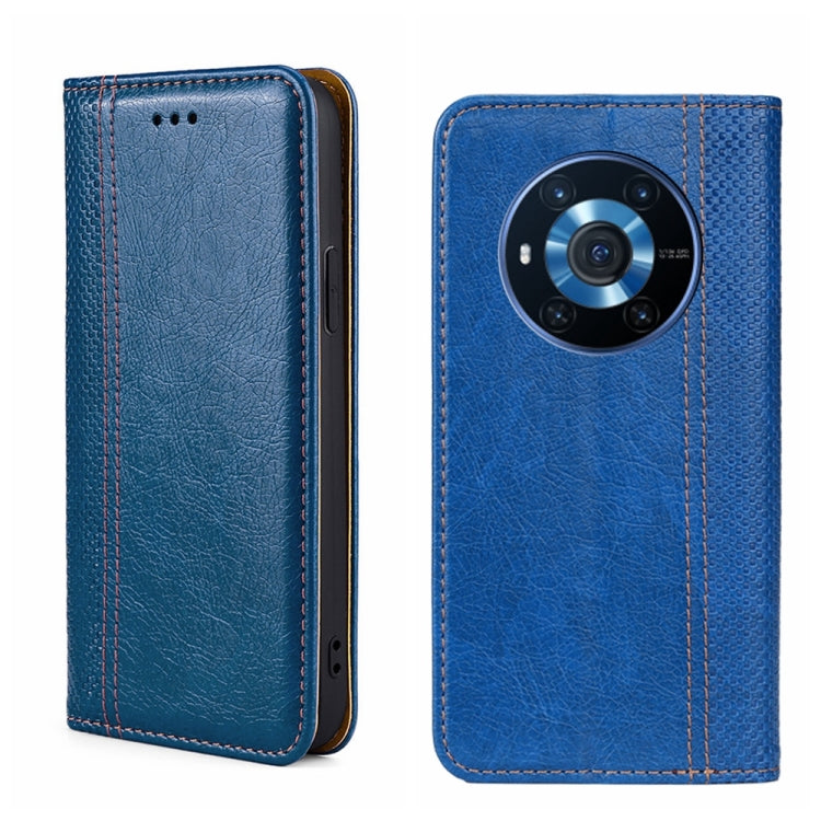 For Honor Magic3 Grid Texture Magnetic Flip Leather Phone Case