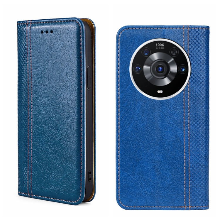 For Honor Magic3 Pro Grid Texture Magnetic Flip Leather Phone Case