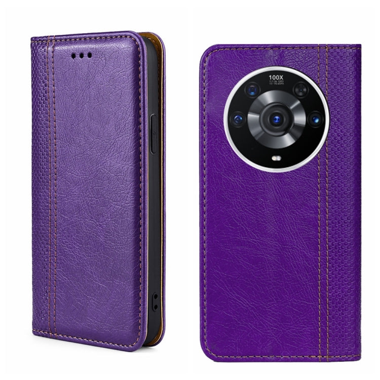 For Honor Magic3 Pro Grid Texture Magnetic Flip Leather Phone Case