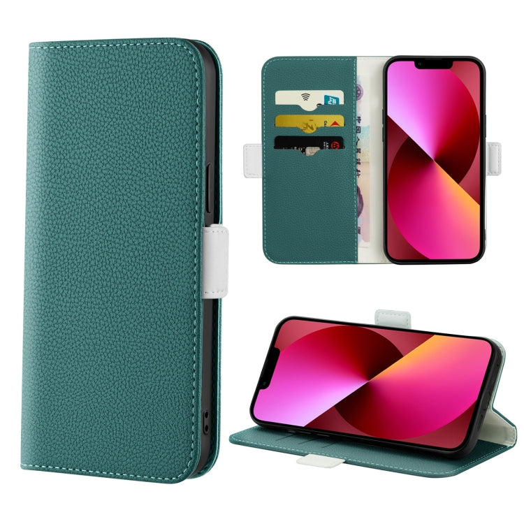 For iPhone 13 Candy Color Litchi Texture Leather Phone Case