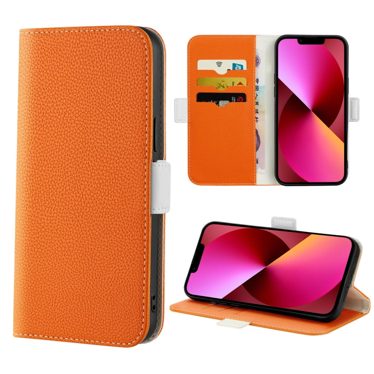 For iPhone 13 Candy Color Litchi Texture Leather Phone Case
