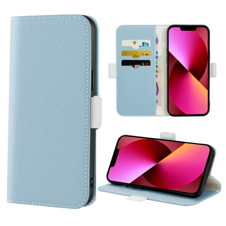 For iPhone 13 Candy Color Litchi Texture Leather Phone Case