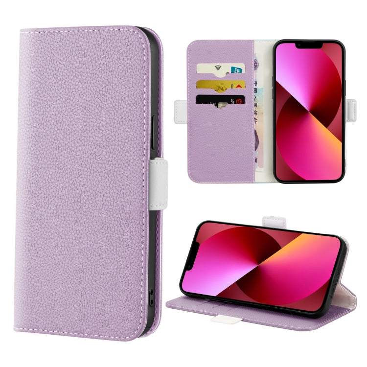 For iPhone 13 Candy Color Litchi Texture Leather Phone Case