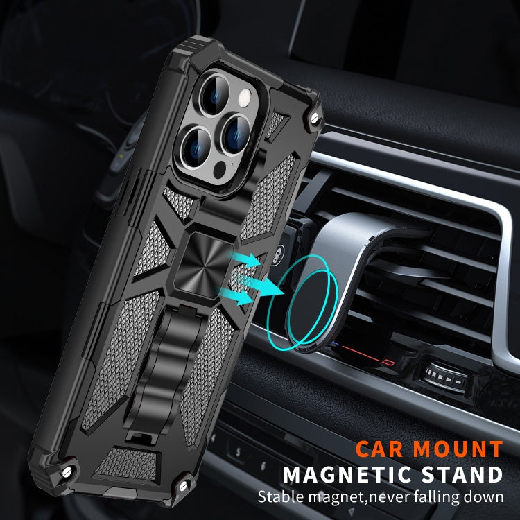 For iPhone 14 Pro Max Armor Shockproof TPU + PC Magnetic Protective Phone Case with Holder